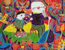 重阳节帮爷爷奶奶捶背绘画