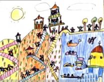 儿童画重阳节登高作品图片