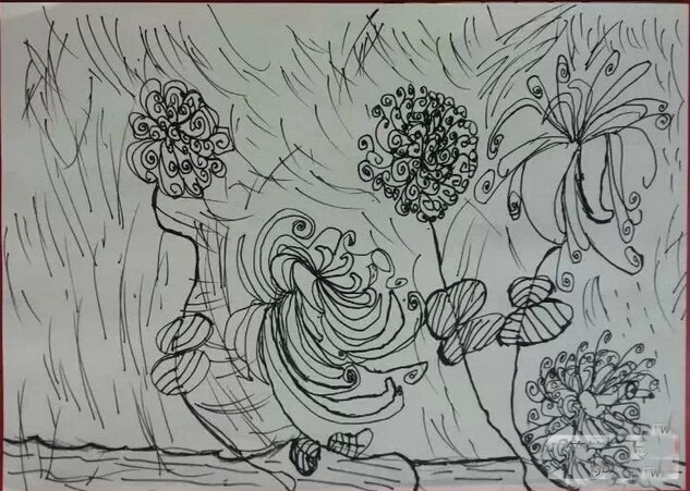 重阳节的儿童绘画作品欣赏 菊花儿童画简笔画