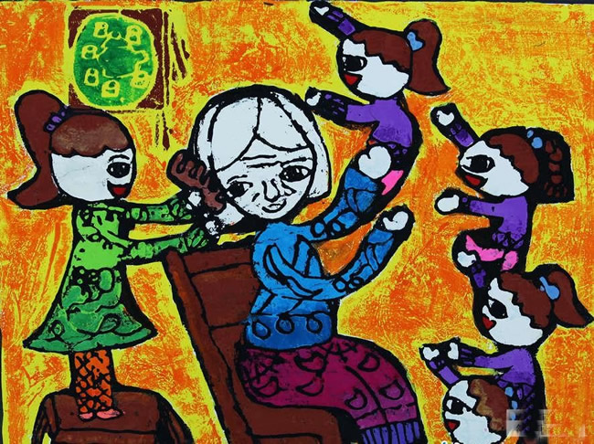 小学生有关重阳节孝敬老人的儿童画作品