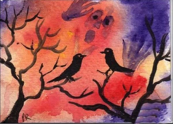 创意万圣节儿童画儿童初级水粉画图片：恐怖的鬼魂