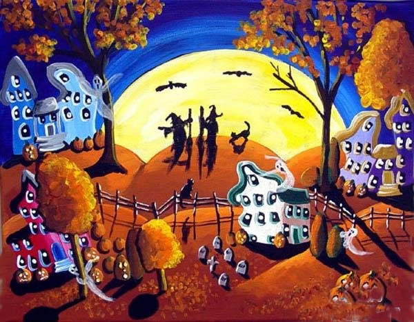 万圣节儿童画获奖作品欣赏_万圣节之夜