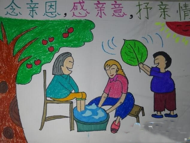 重阳节尊老敬老小学生儿童绘画作品