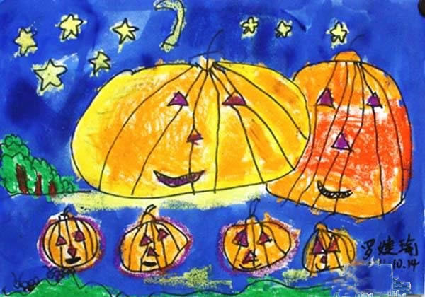 万圣节南瓜灯儿童画_万圣节的南瓜灯怎么画