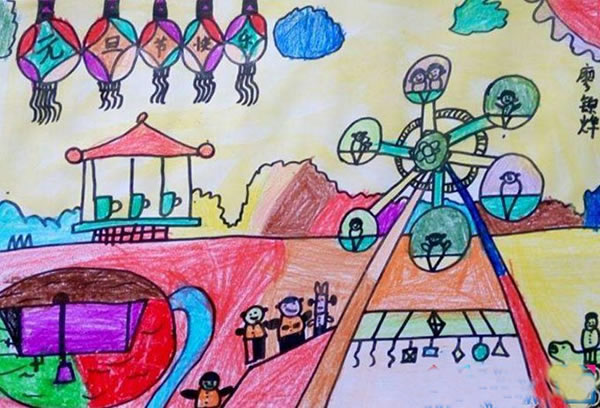 元旦快乐儿童画比赛作品欣赏 小学生庆祝元旦的画