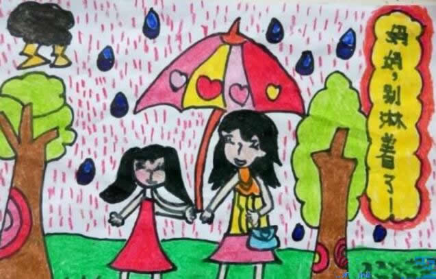 表达对妈妈的爱的图画 - 母亲节主题的儿童画优秀作品