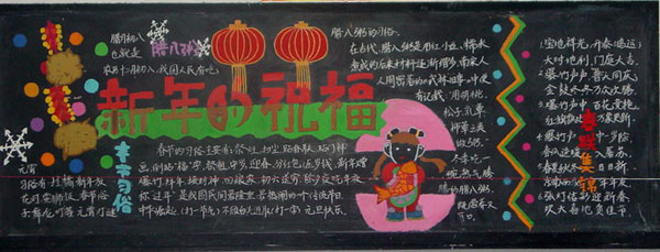 迎新年黑板报：新年开门爆竹