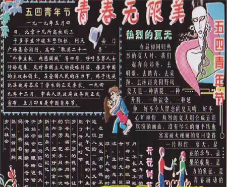 五四青年节黑板报:弘扬五四精神争创时代新人 五四青年节黑板报:弘扬五四精神争创时代新人
